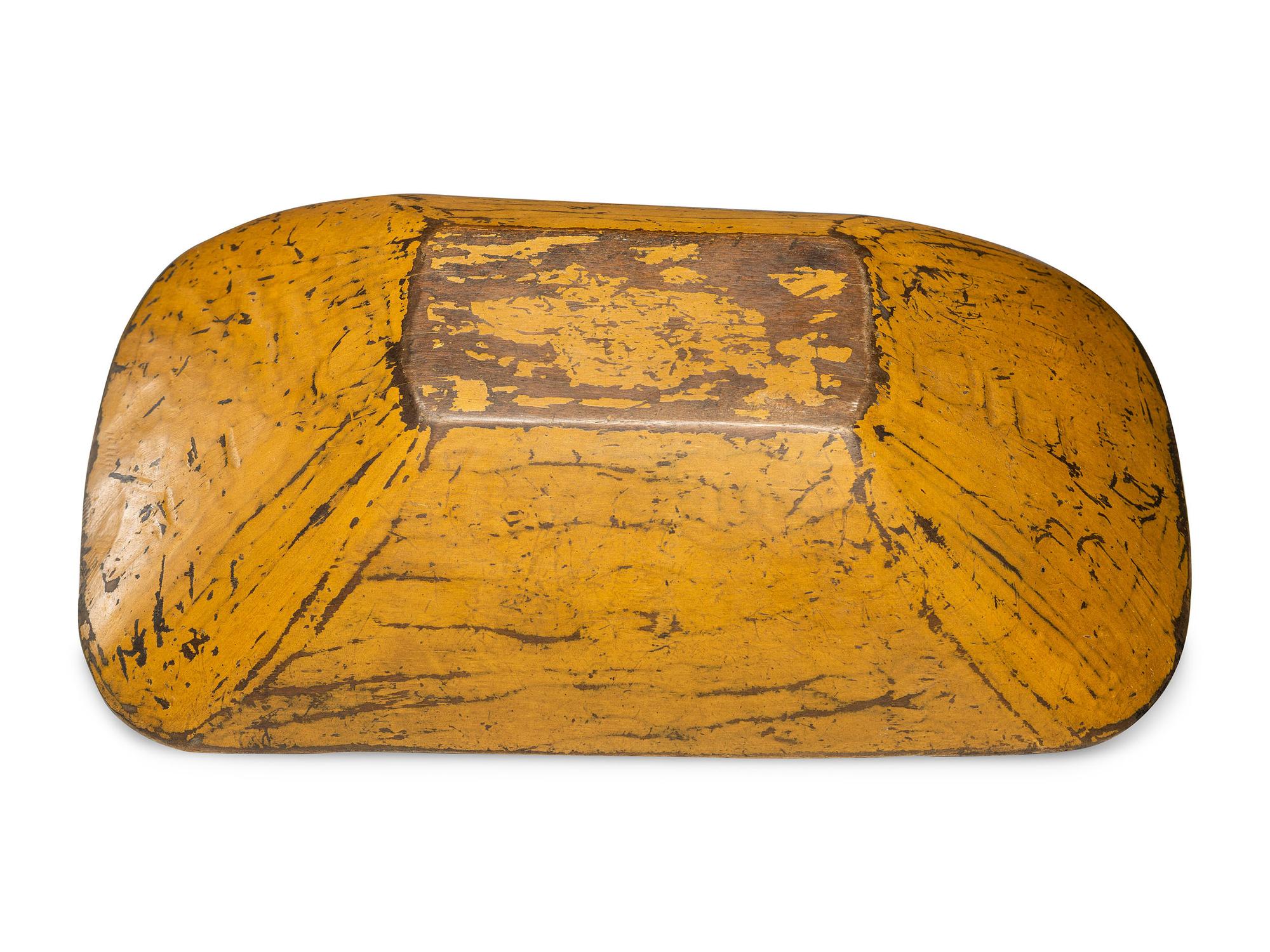 A Rare Yellow Paint Decorated Wooden Bowl