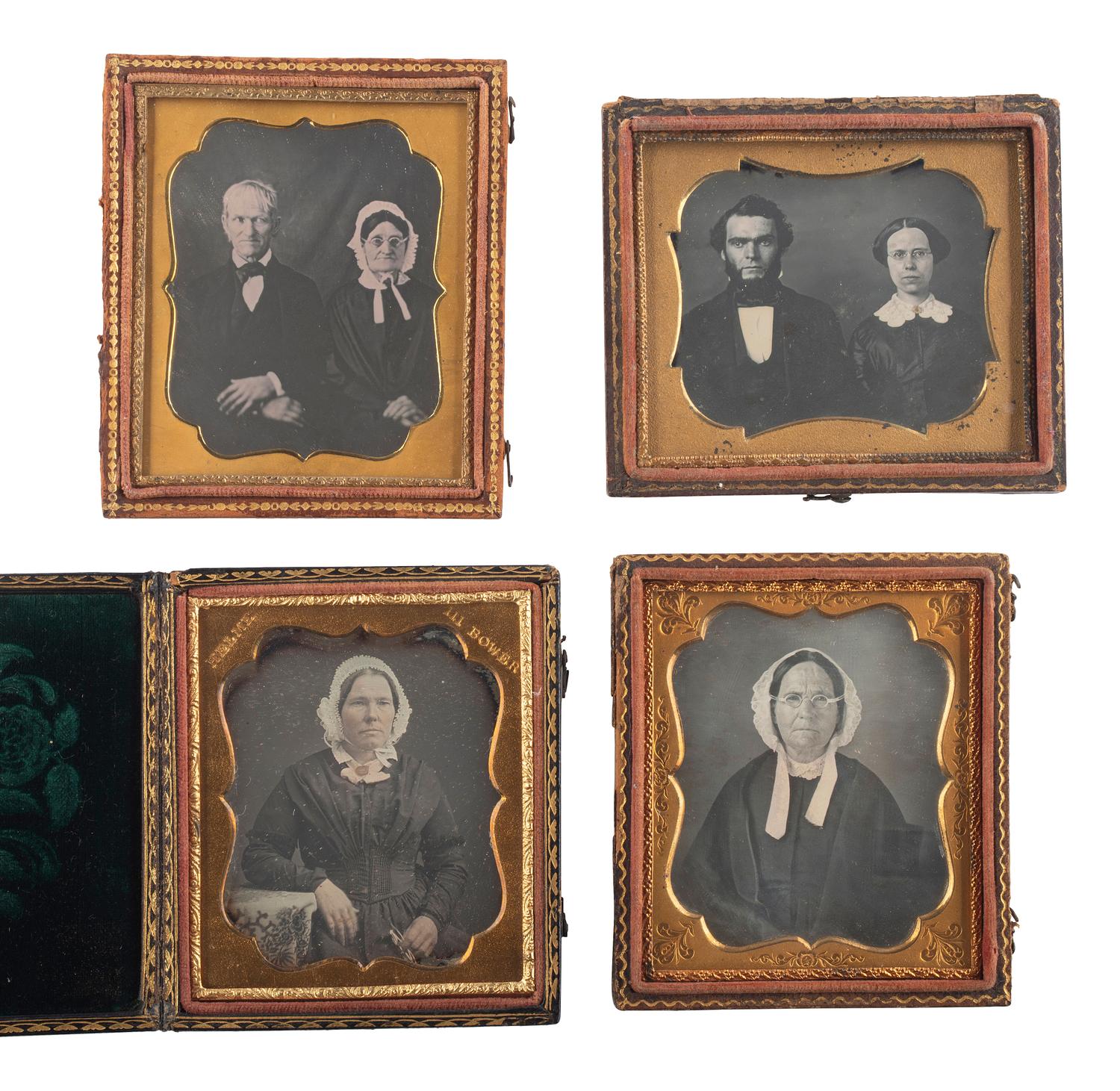 [EARLY PHOTOGRAPHY]. A group of 29 daguerreotypes featuring people with eyeglasses, including: