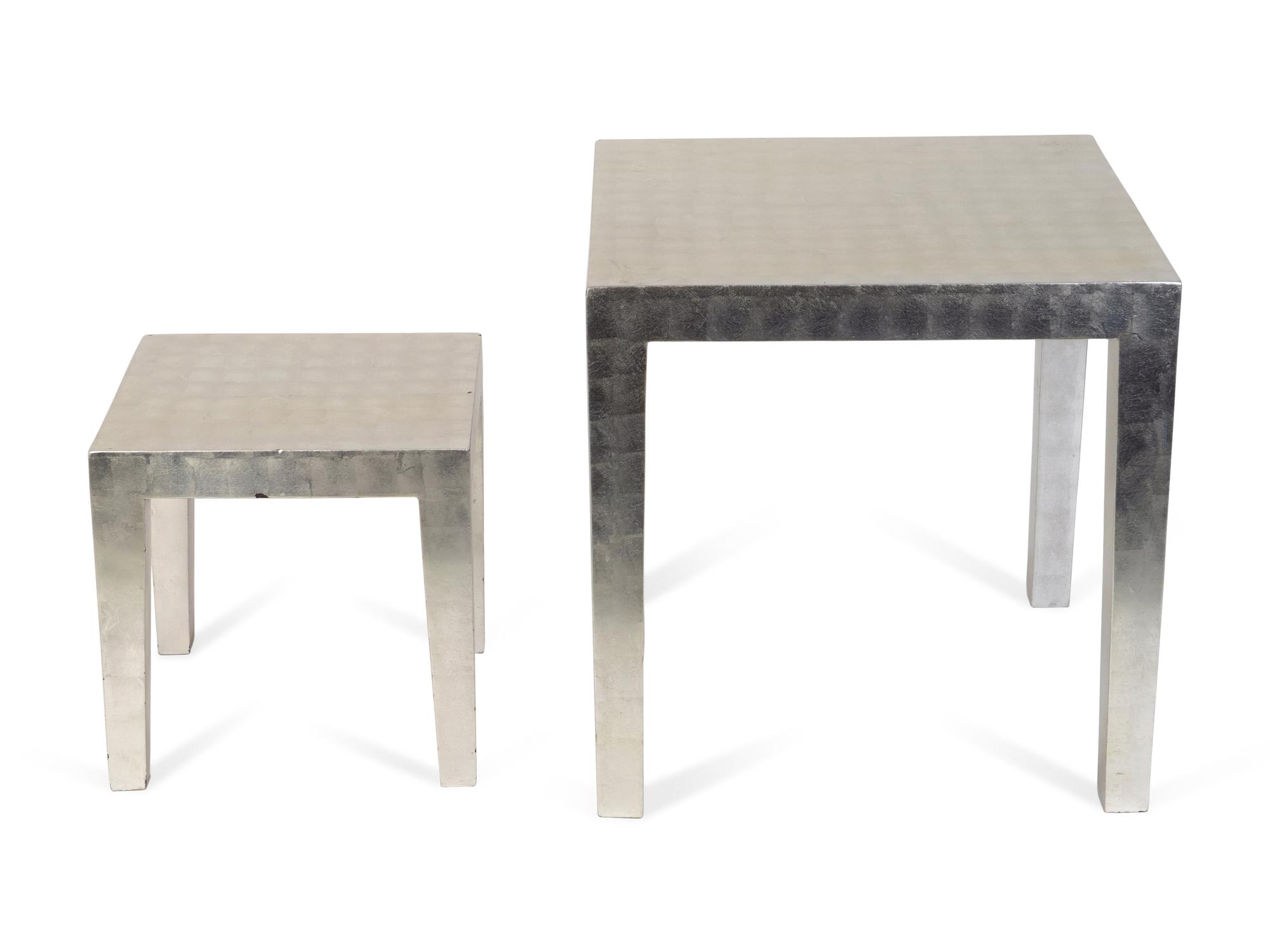 A Contemporary Silver Leaf Parsons Table — 21ST CENTURY