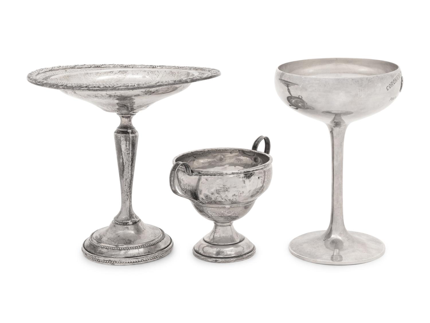 A Group of Three American Weighted Silver Articles