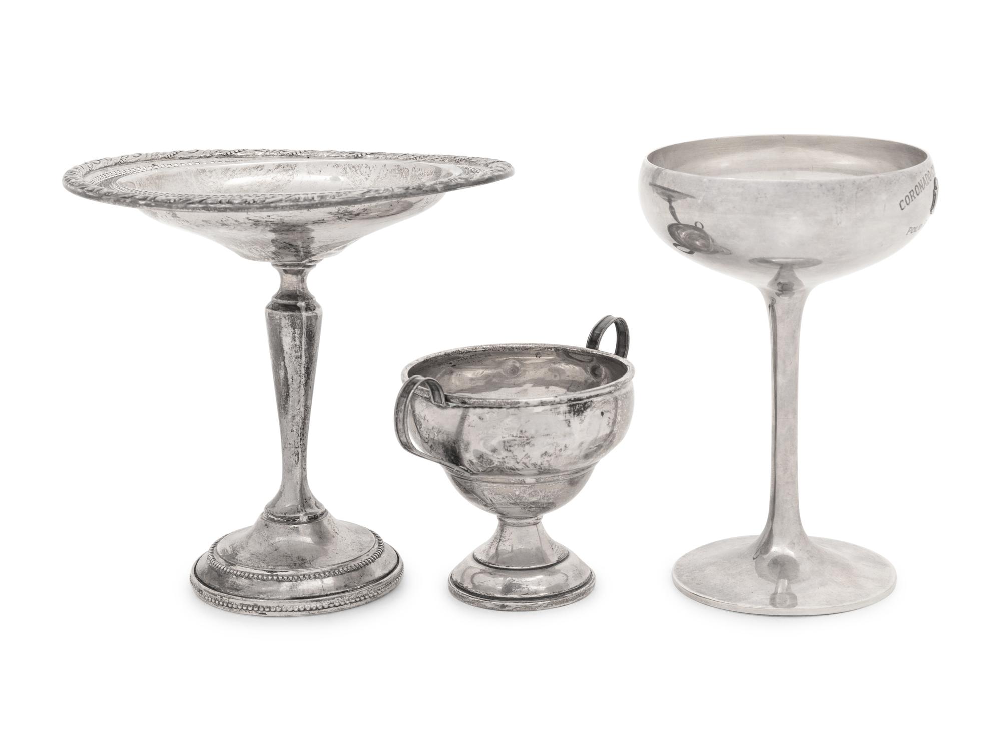 A Group of Three American Weighted Silver Articles