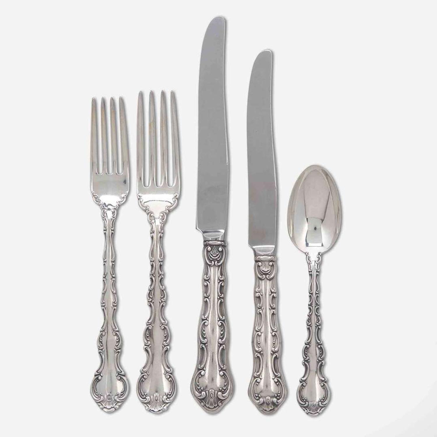 An assembled sterling silver flatware service Gorham Mfg. Co., Providence, RI, 20th century