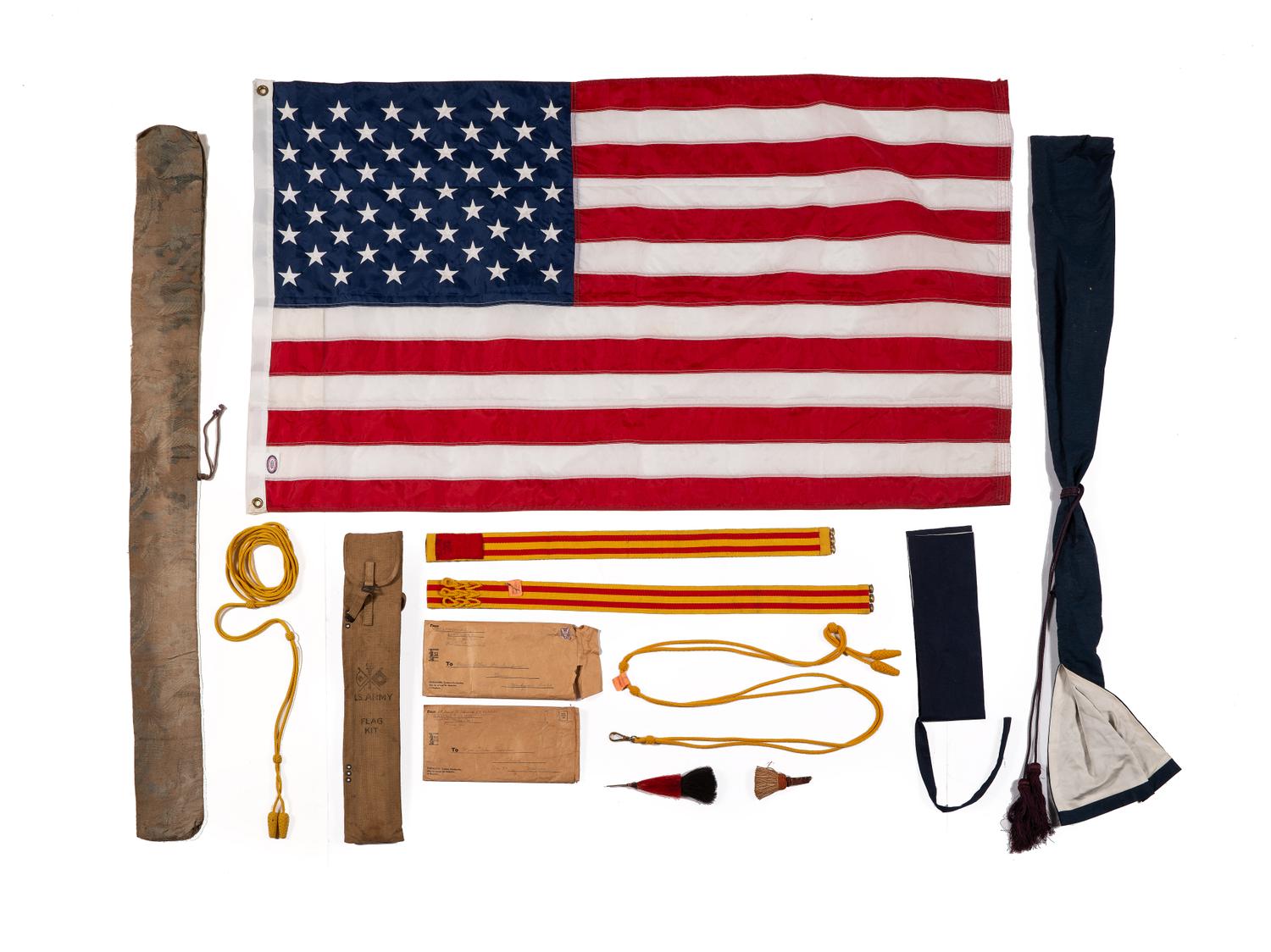 [WORLD WAR I & II - FLAGS & PATRIOTIC TEXTILES]. A group of patriotic textiles and accoutrements, including:
