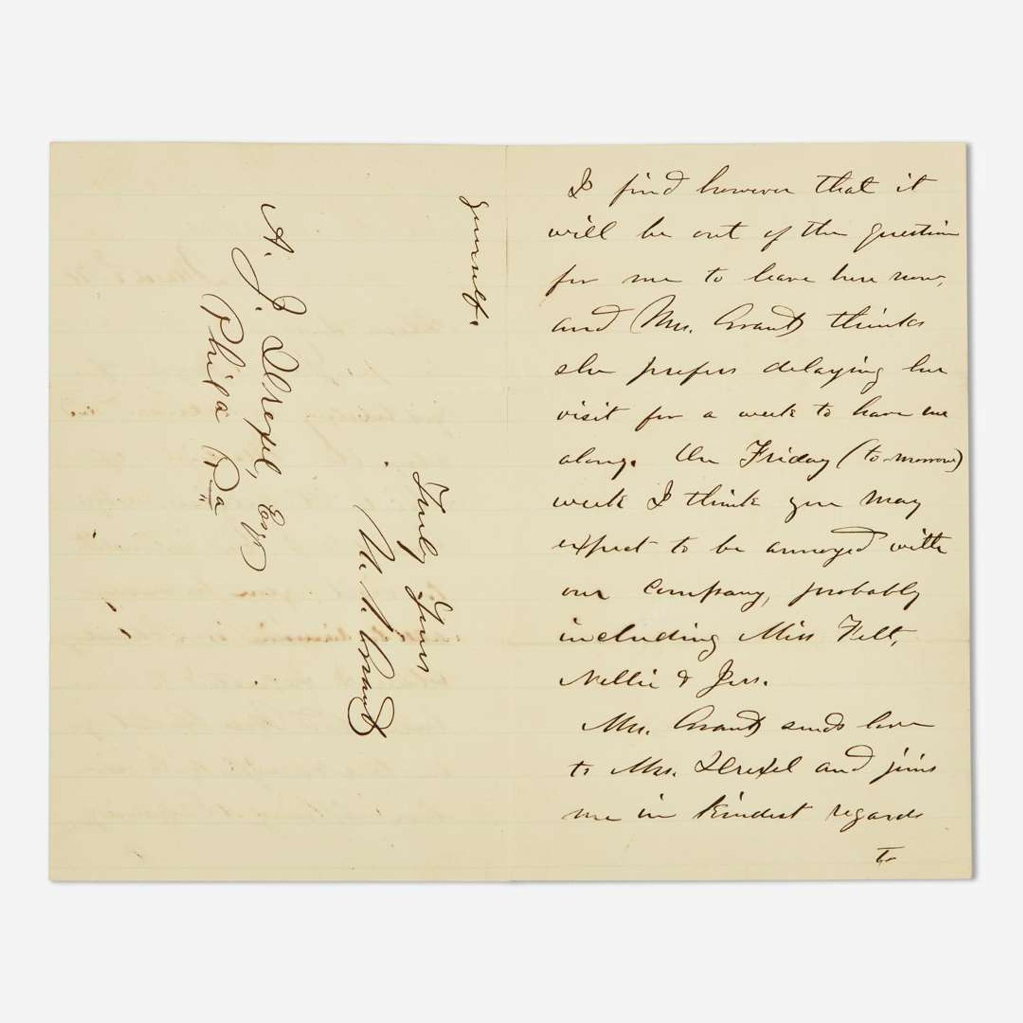 [Presidential] Grant, Ulysses S. Autograph Letter, signed