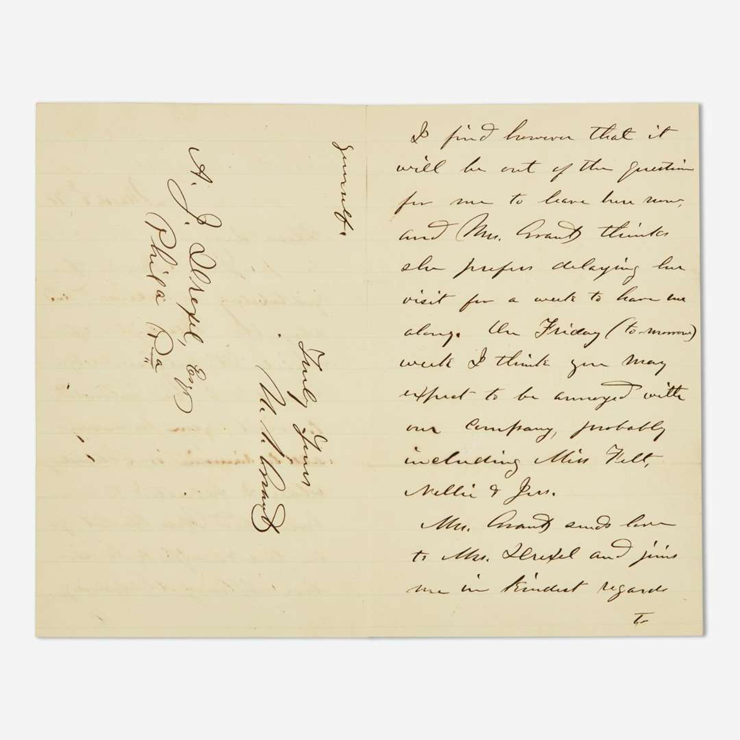 [Presidential] Grant, Ulysses S. Autograph Letter, signed