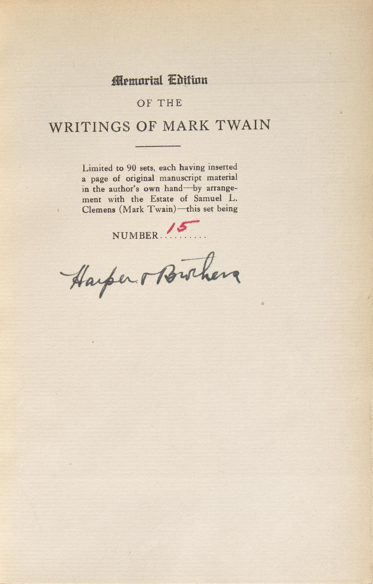 [Literature] Twain, Mark (Clemens, Samuel L.). The Writings of Mark Twain