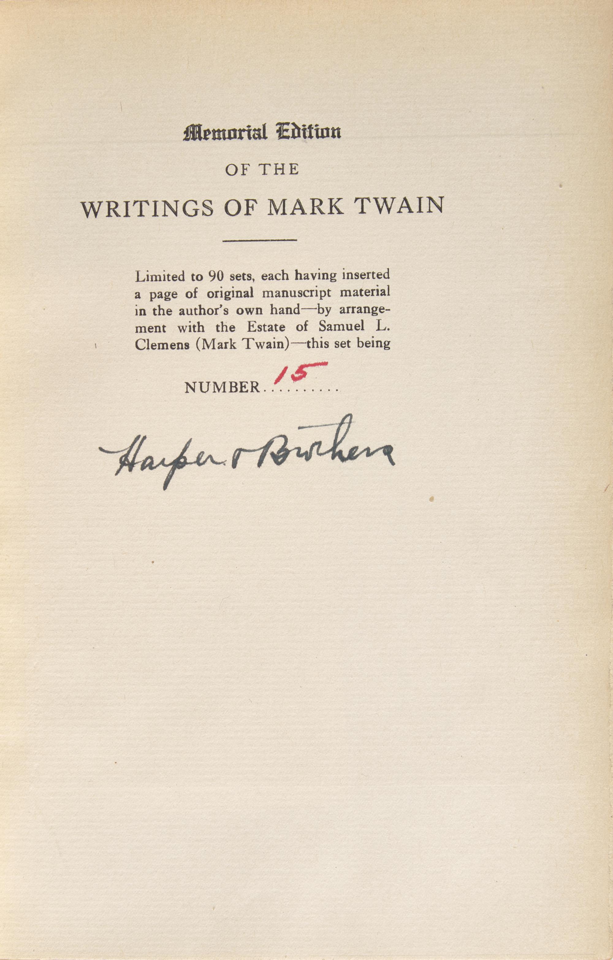 [Literature] Twain, Mark (Clemens, Samuel L.). The Writings of Mark Twain