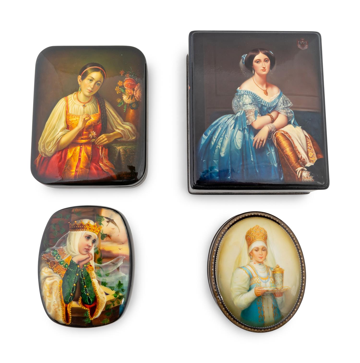Four Russian Lacquered Boxes — 20TH CENTURY