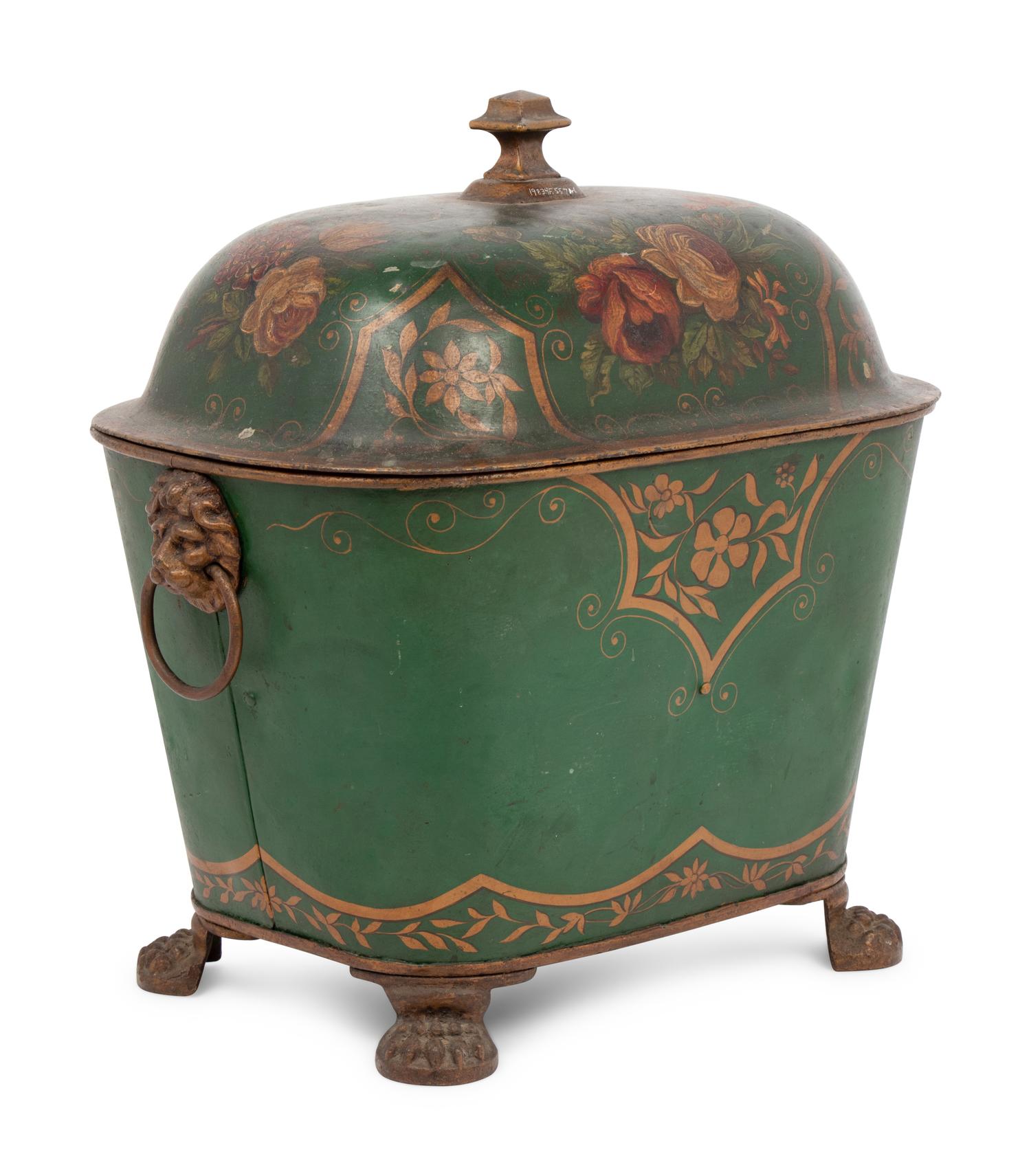 An English Painted Tôle Coal Scuttle