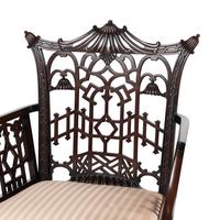 A Pair of George III Style Pierce-Carved Mahogany Armchairs