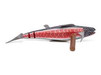 A Carved and Polychrome Painted Fish