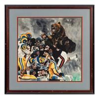 A Group of Five Large Scale Football Artworks Formerly Displayed at Mike Ditka’s Restaurant