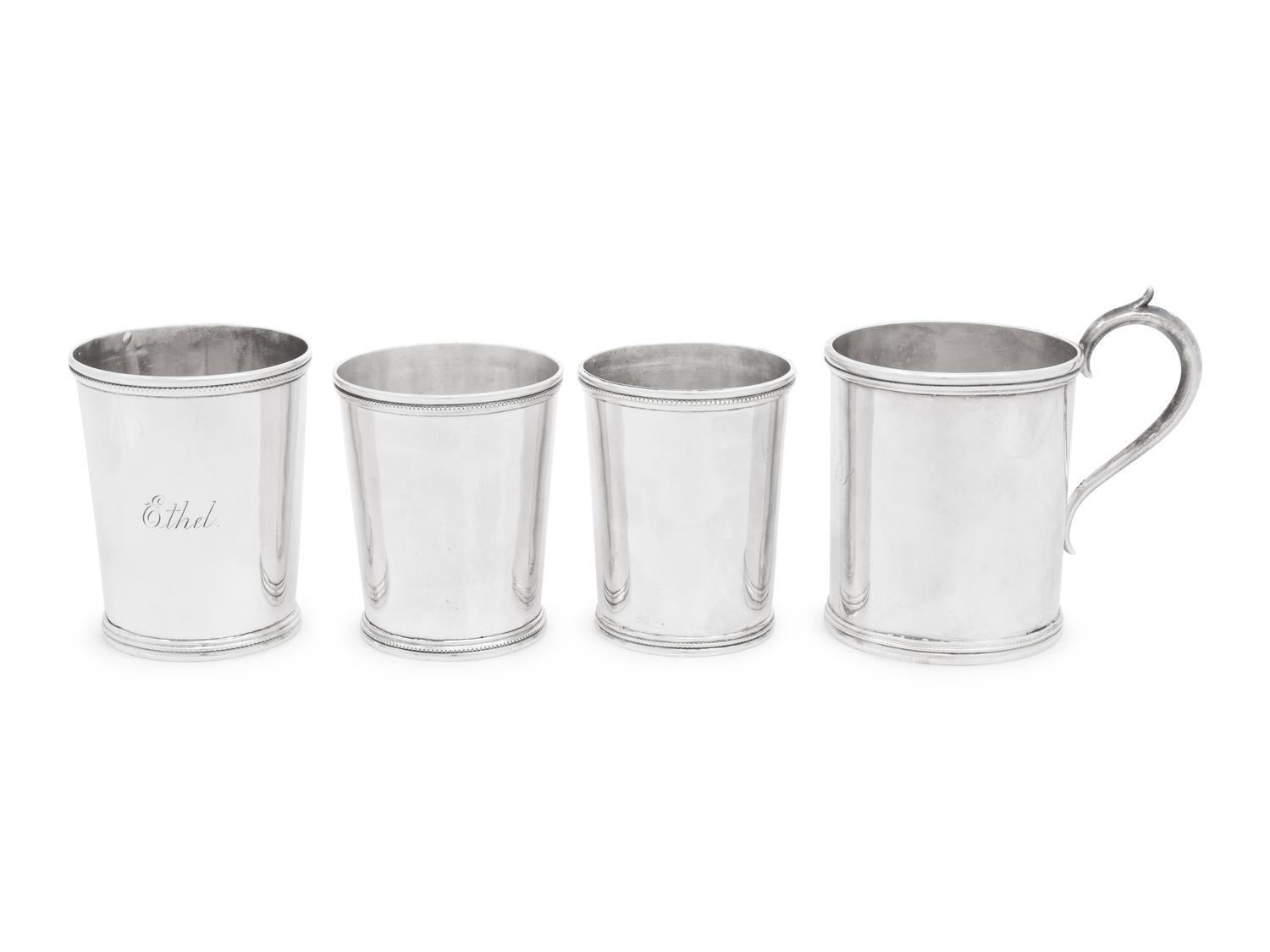 Four American Coin Silver Drinking Articles