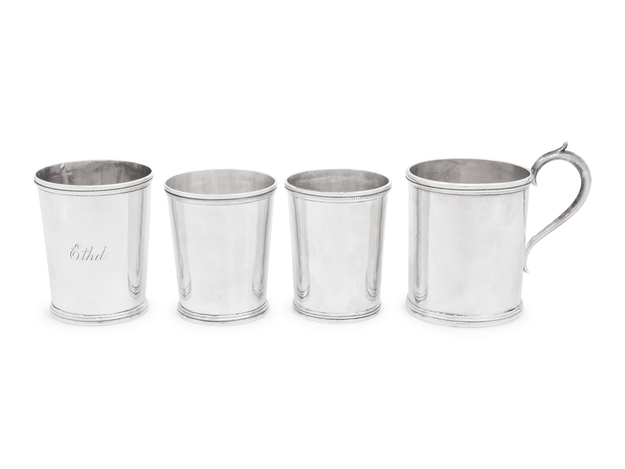 Four American Coin Silver Drinking Articles
