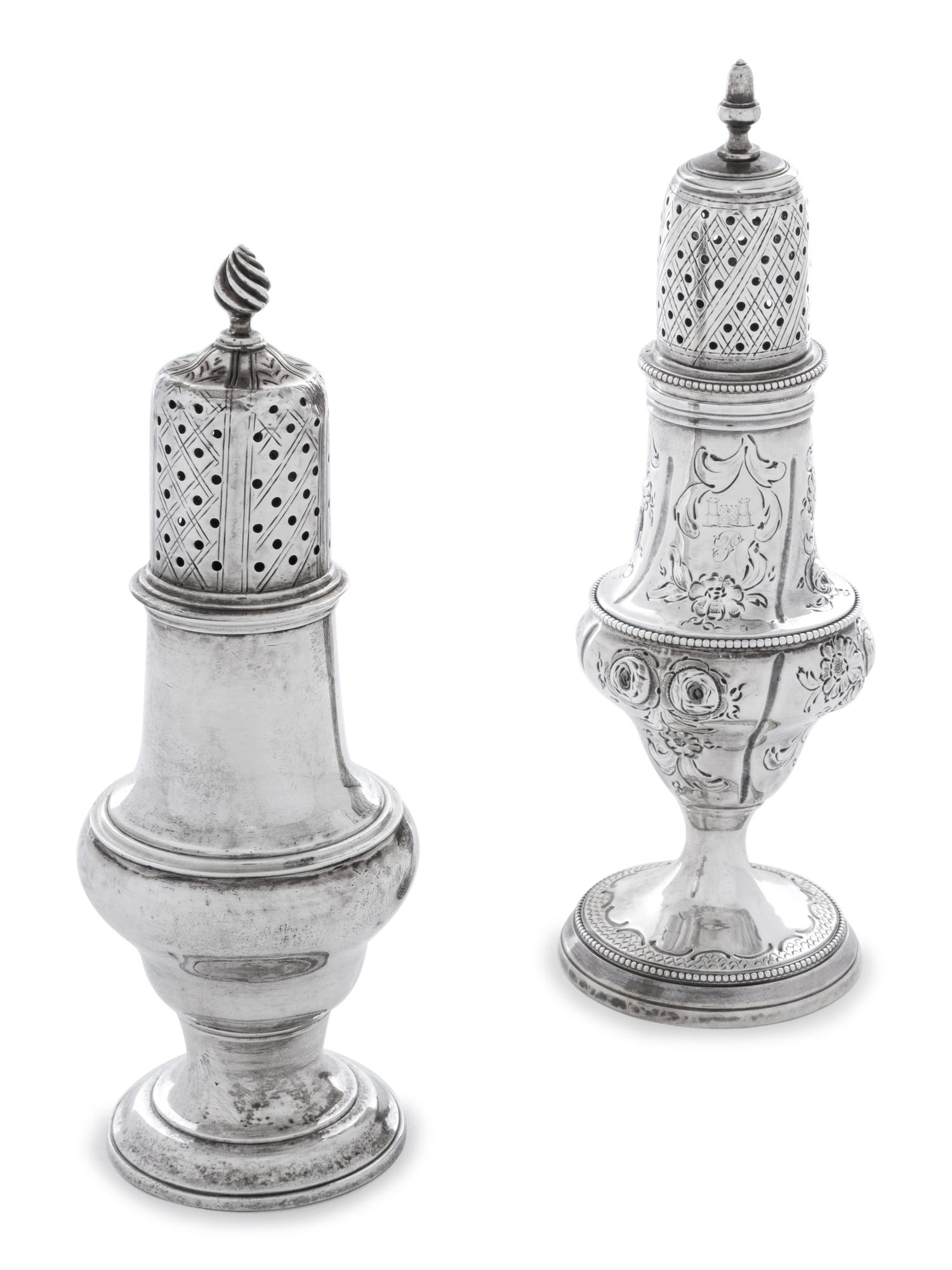 Two George III Silver Casters