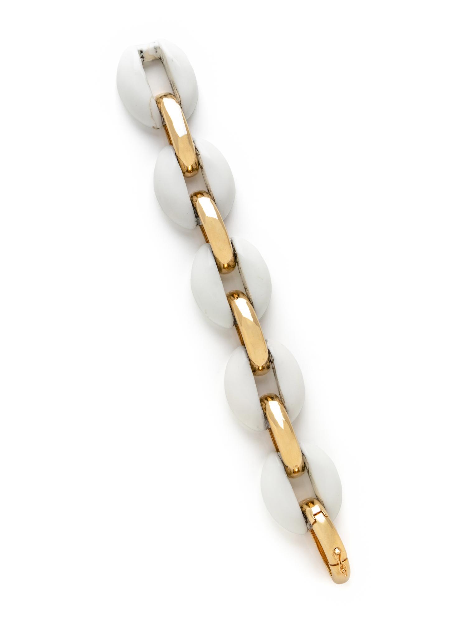YELLOW GOLD AND WHITE CERAMIC BRACELET