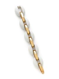 YELLOW GOLD AND WHITE CERAMIC BRACELET