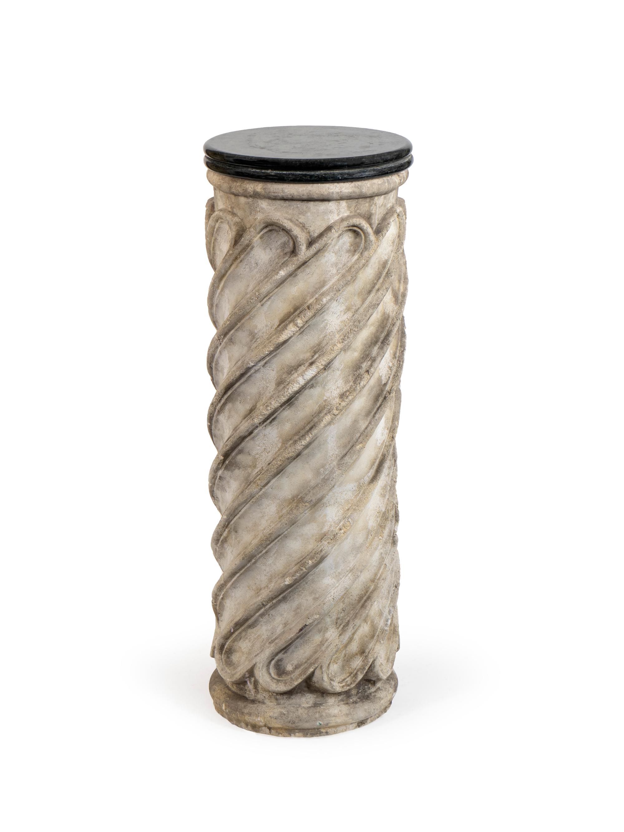 An Italian Marble Spiral Carved Column (19th Century)
