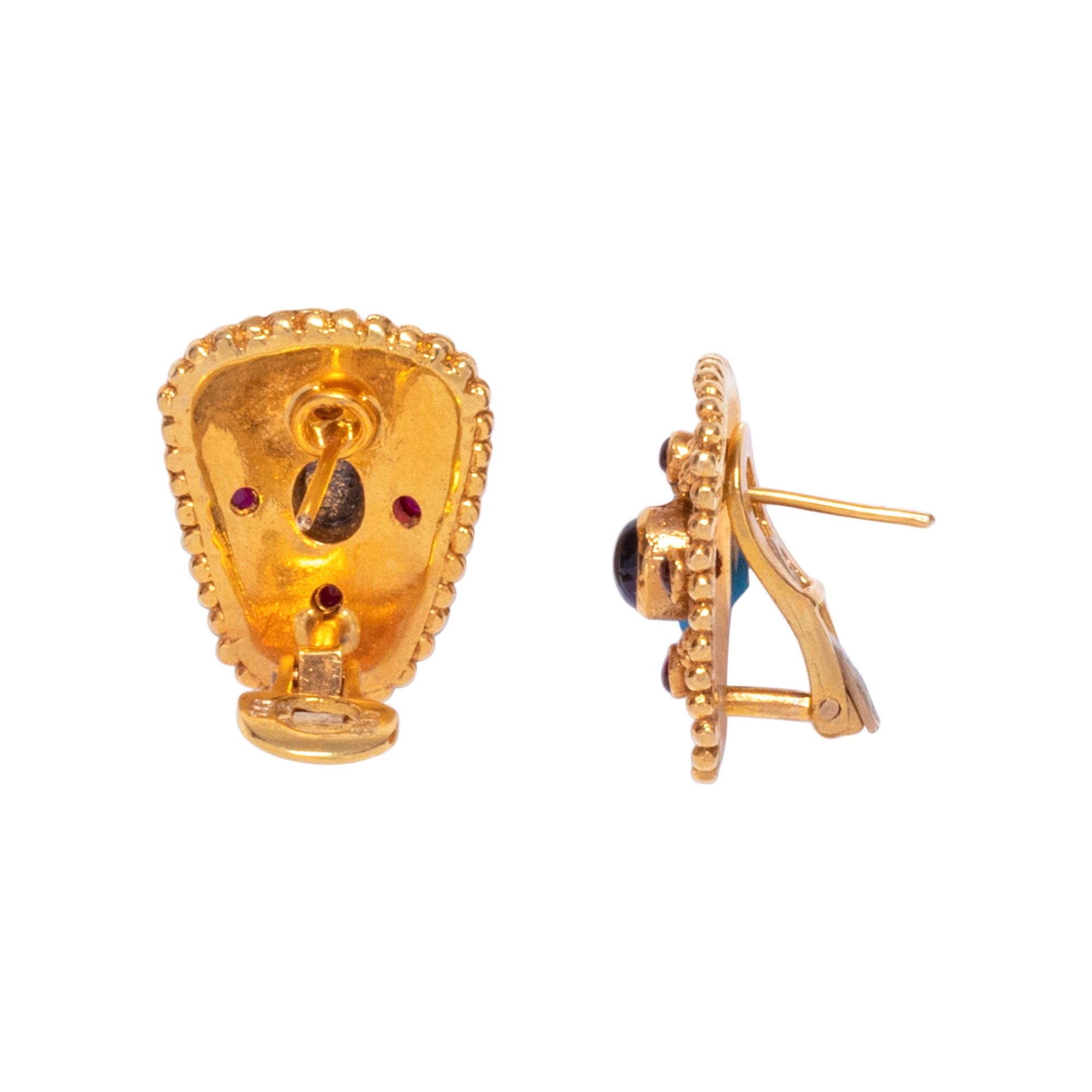 COLLECTION OF YELLOW GOLD, RUBY AND SAPPHIRE JEWELRY