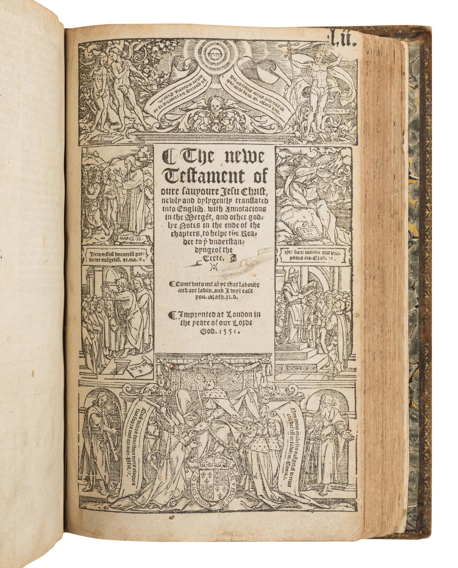 [BIBLE, in English]. Matthew's Version. [ The Byble ]. [London]: Nicolas Hyl for John Wyghte, 1551.