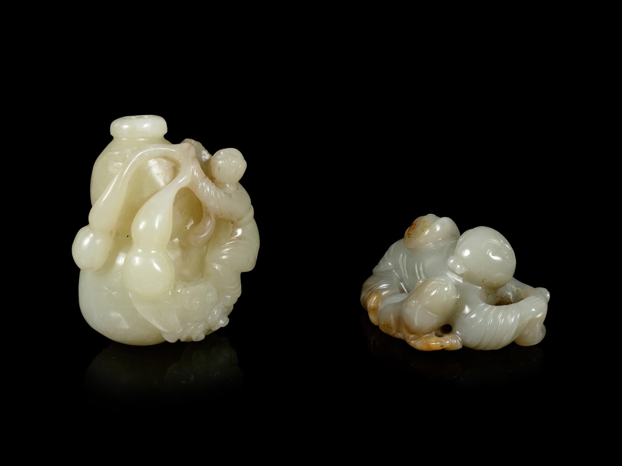 Two Chinese Jade Carvings of Boys