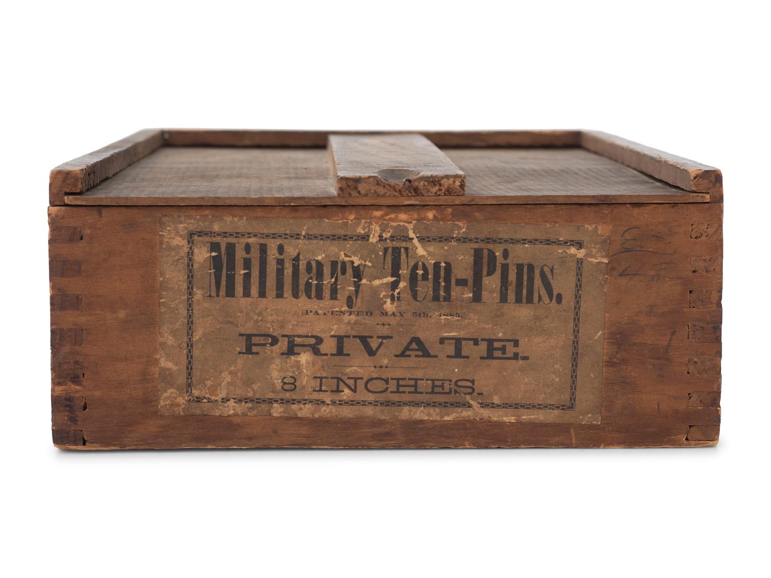 A Set of Painted Wood and Lithographed Military Ten-Pins
