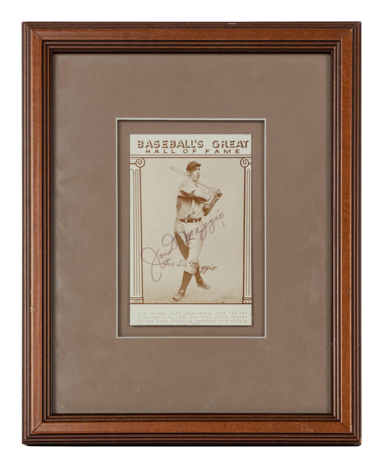 A Joe DiMaggio Signed Autograph 1976 Galasso Baseball's Great Hall of Fame Card (Beckett Authentication Services BAS Certified),