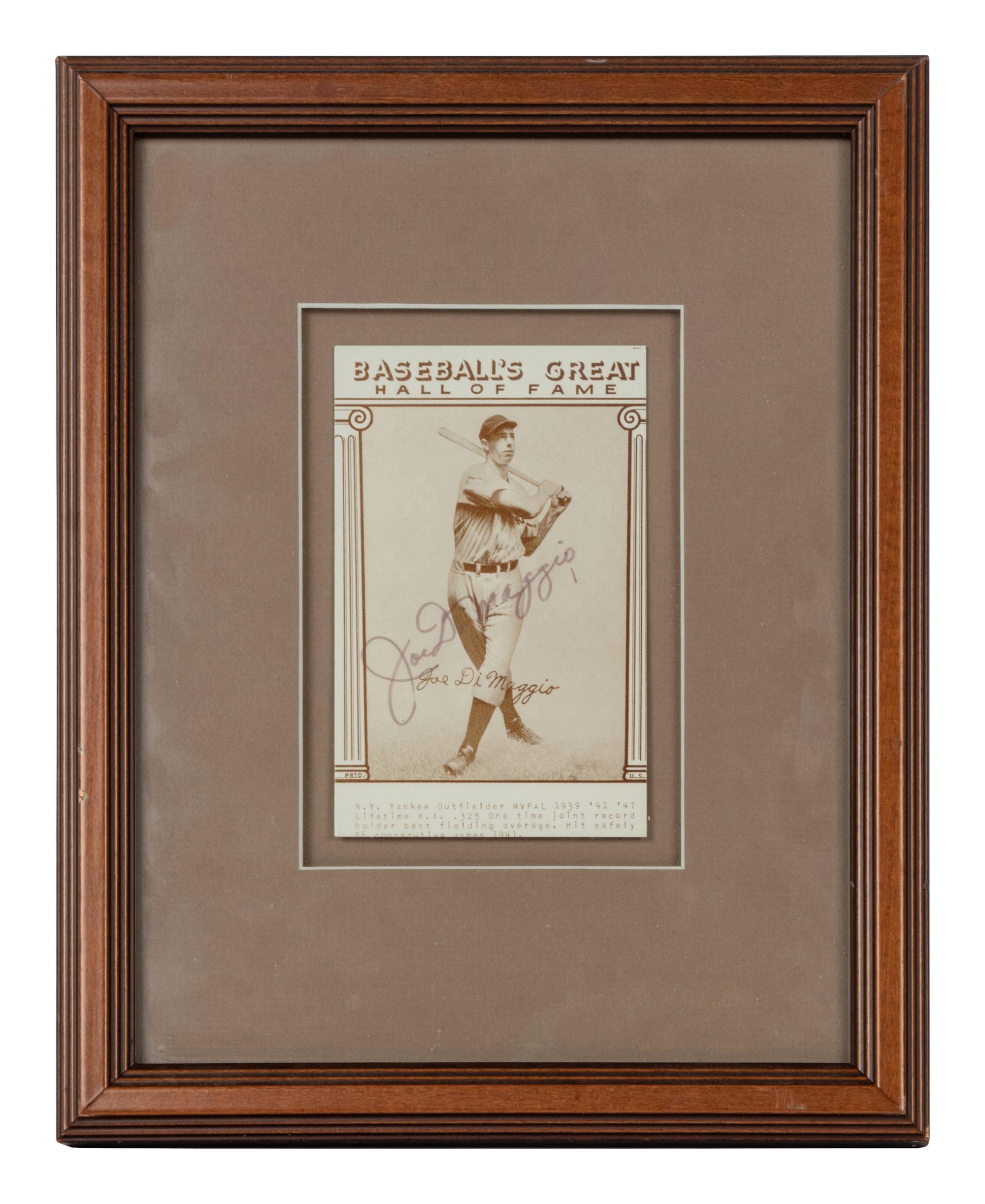 A Joe DiMaggio Signed Autograph 1976 Galasso Baseball's Great Hall of Fame Card (Beckett Authentication Services BAS Certified),