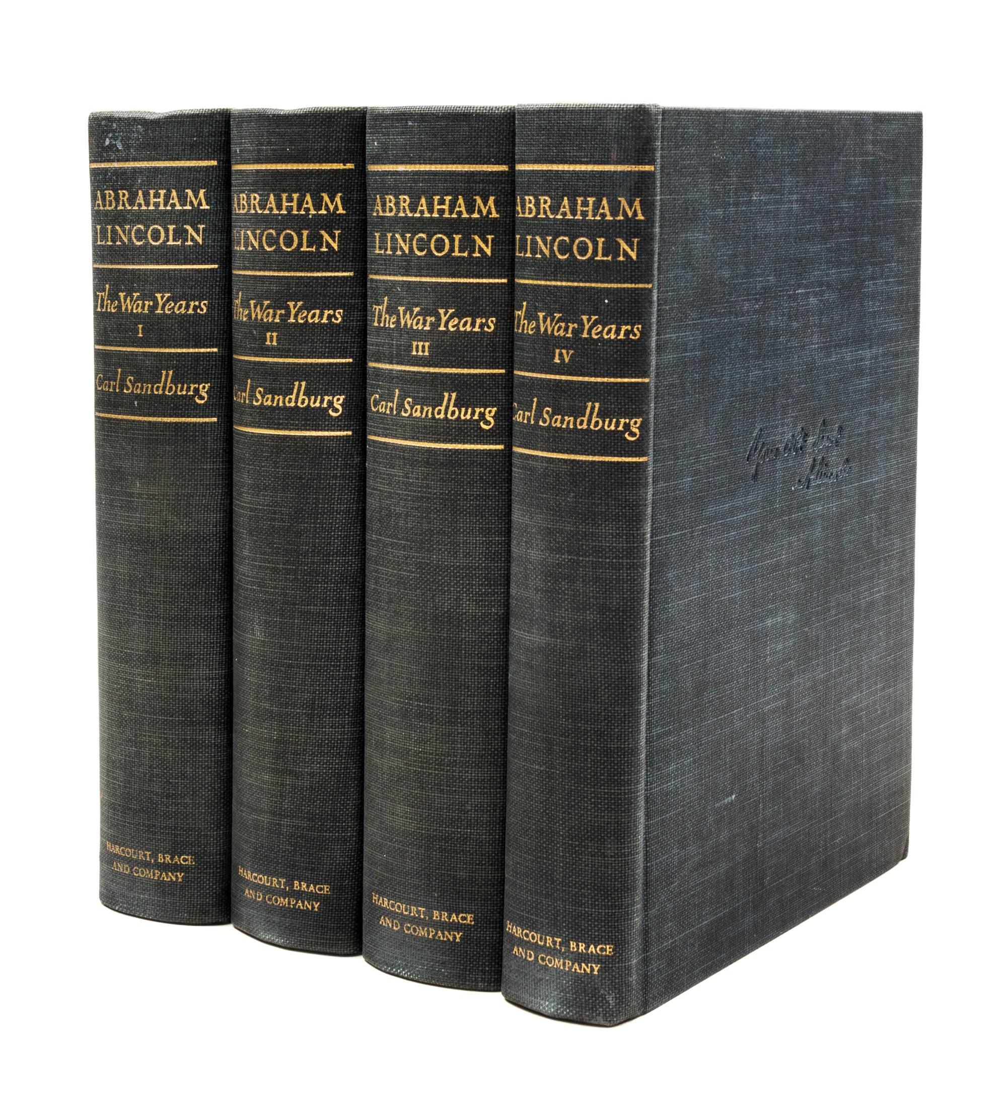 (LINCOLN, ABRAHAM) SANDBURG, CARL. The War Years. New York, 1939. 4 Volumes, First Edition.