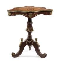 A Continental Parquetry Occasional Table, Height 27 1/2 inches.