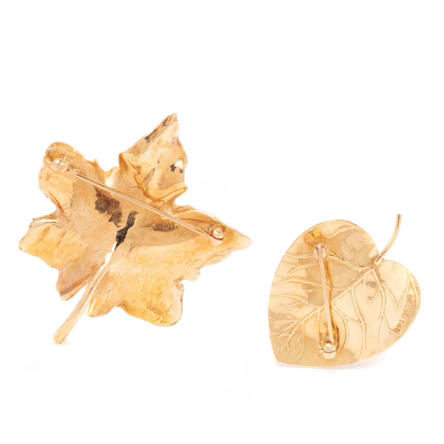 COLLECTION OF YELLOW GOLD BROOCHES