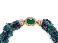 EMERALD, SAPPHIRE, AND DIAMOND TORSADE NECKLACE