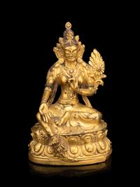 A Sino-Tibetan Gilt Bronze Figure of Bodhisattva