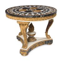A Baroque Style Specimen Marble-Top Giltwood Center Table