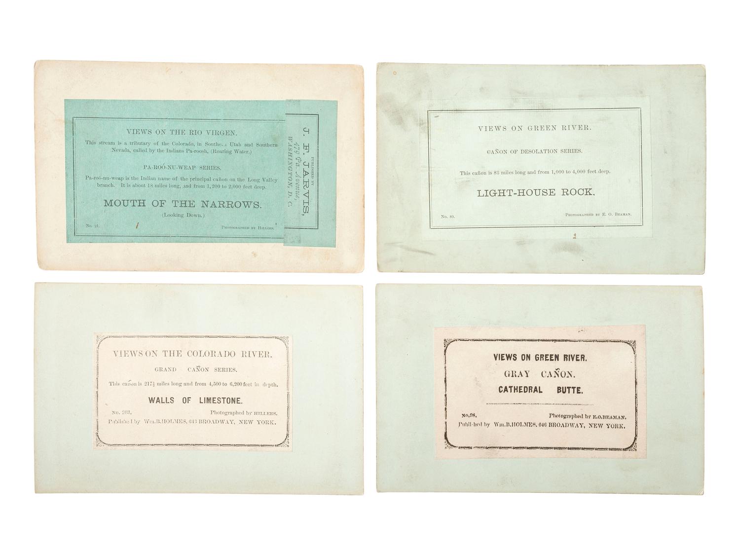 [WESTERN AMERICANA]. HILLERS, John K., FENNIMORE, J., and BEAMAN, E.O., photographers. A group of 10 Powell Expedition stereoviews, featuring images of crew members, boats, and the photographer's dark tent.