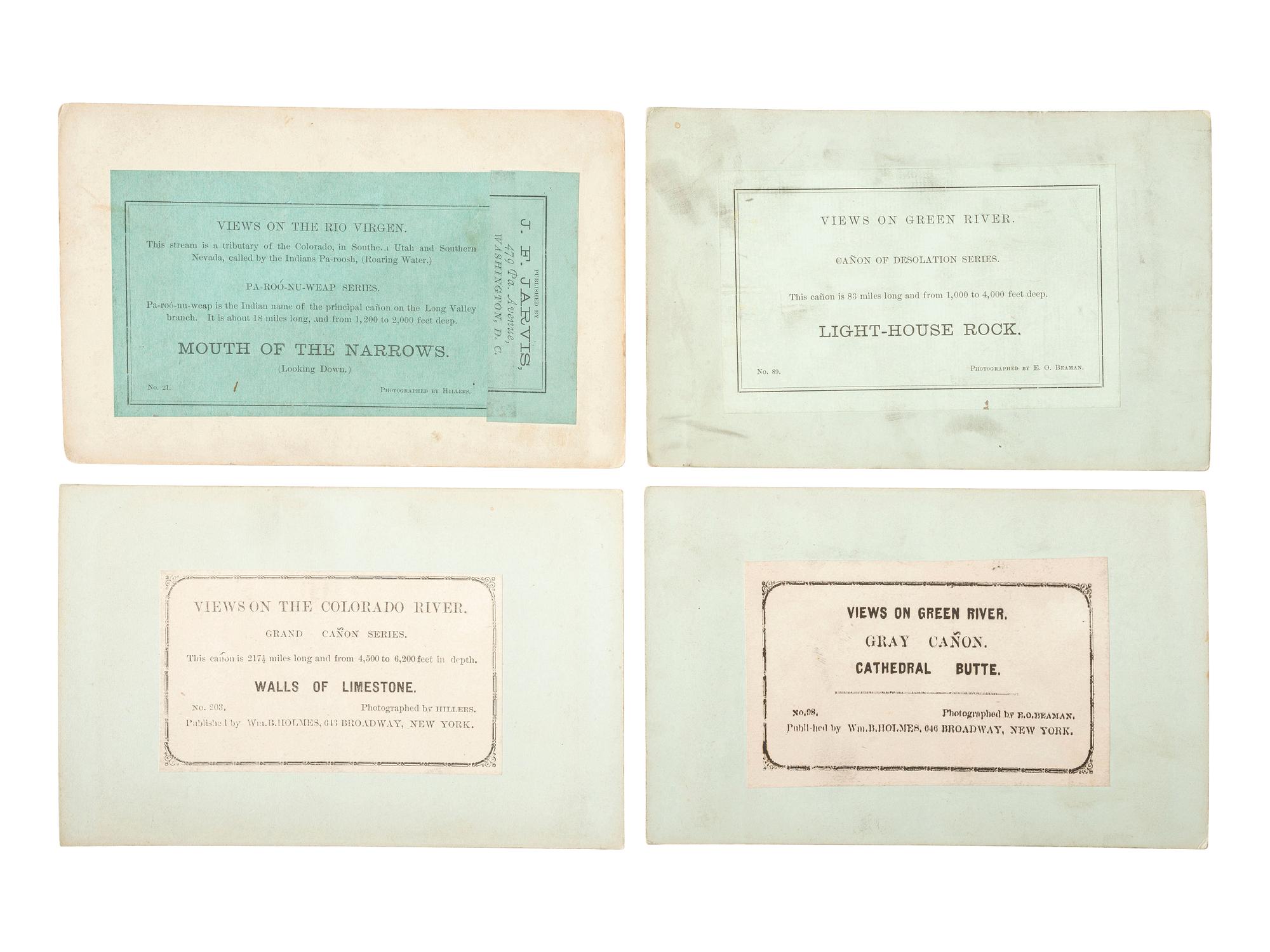 [WESTERN AMERICANA]. HILLERS, John K., FENNIMORE, J., and BEAMAN, E.O., photographers. A group of 10 Powell Expedition stereoviews, featuring images of crew members, boats, and the photographer's dark tent.