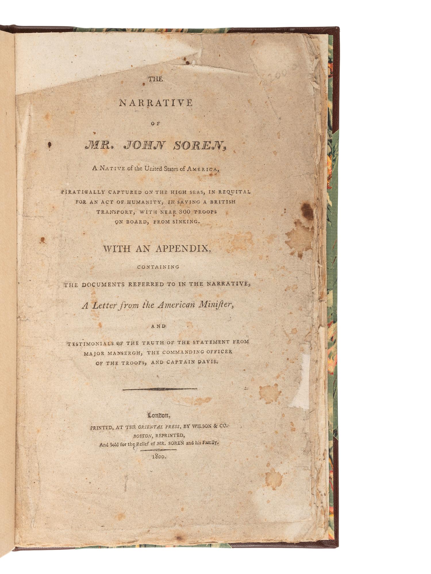 [PIRACY -- AMERICAN]. Two works relating to acts of piracy perpetrated on Americans, comprising: