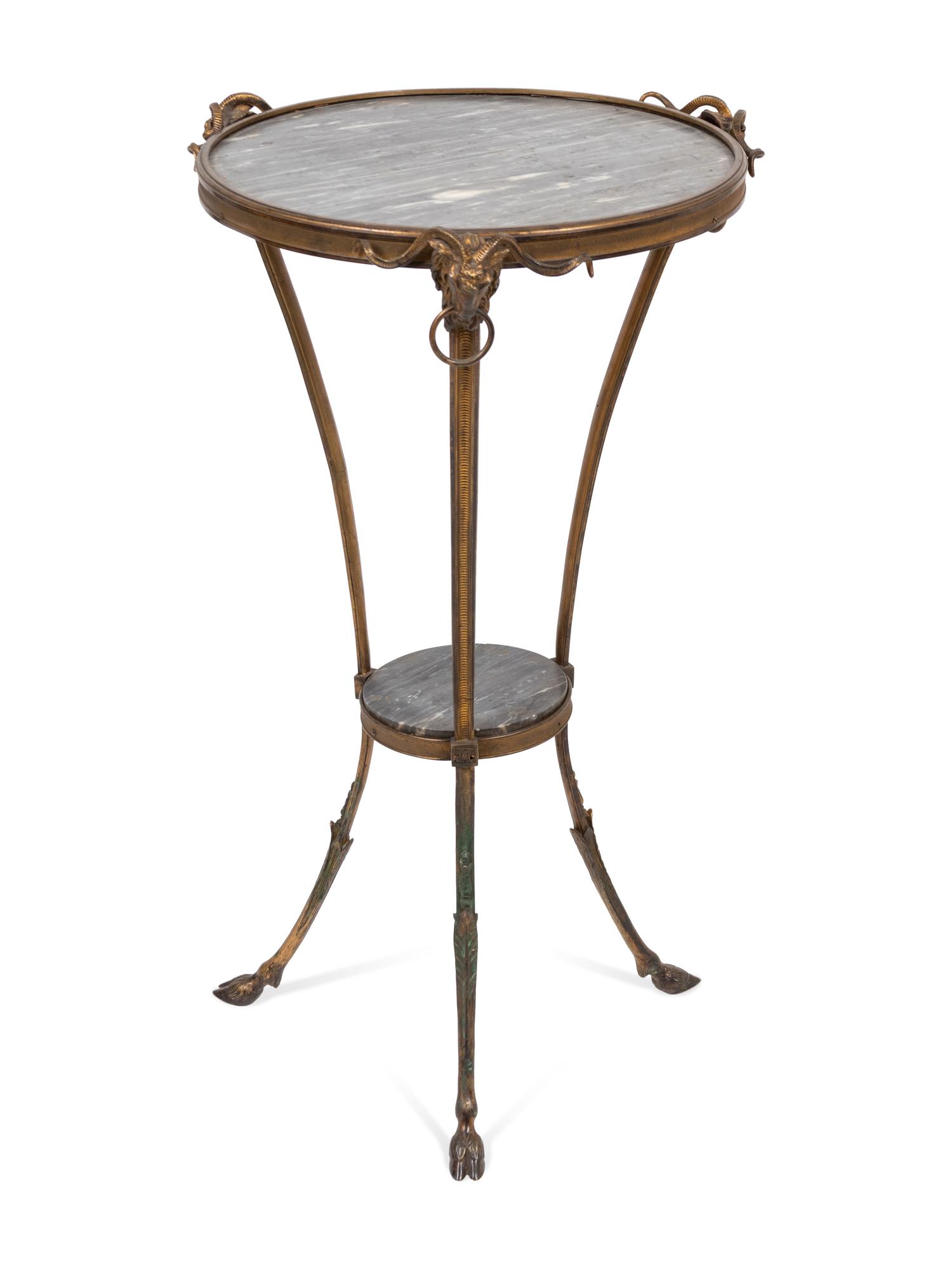 A Neoclassical Style Gilt Bronze and Marble Top Guéridon