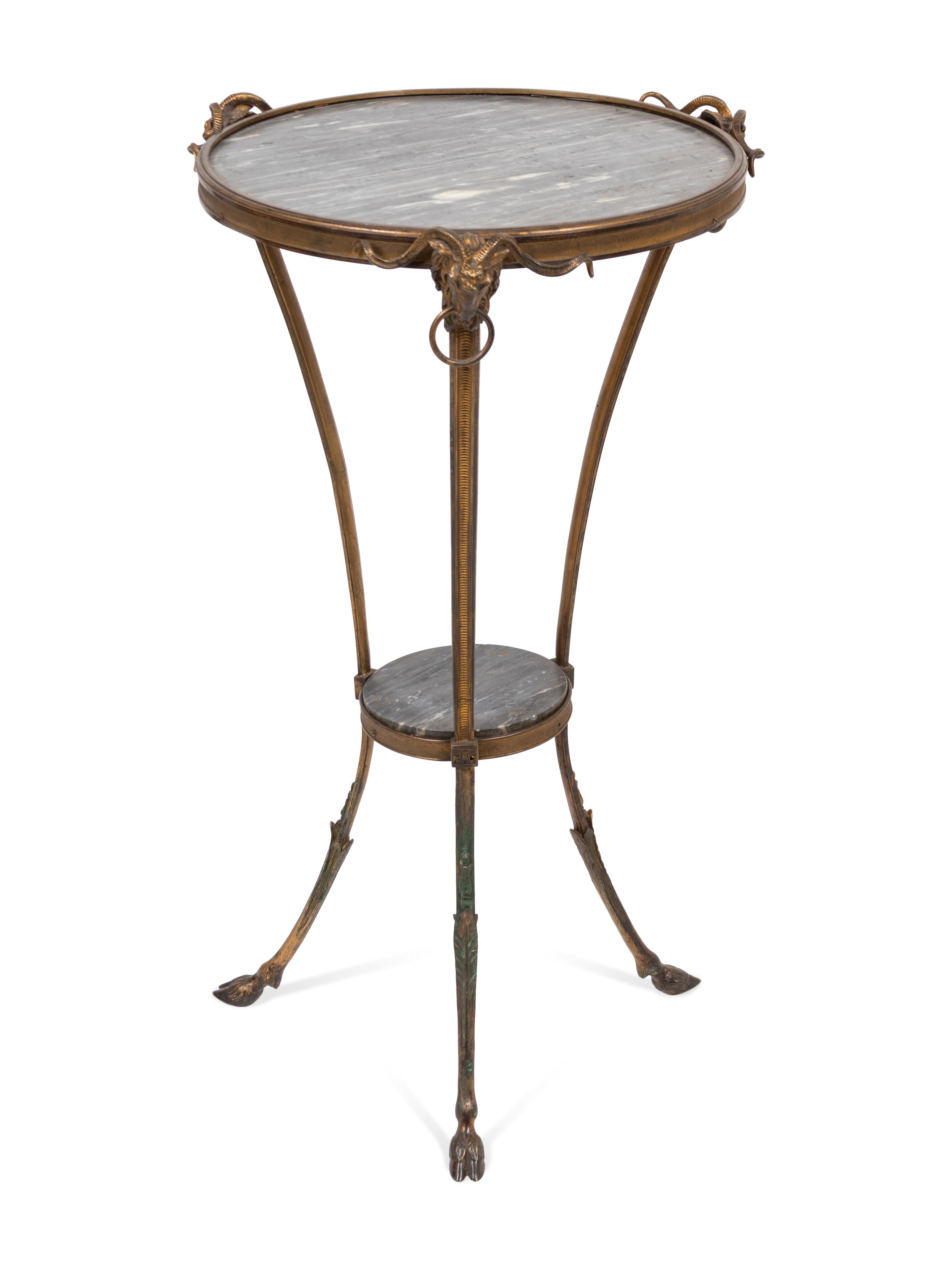 A Neoclassical Style Gilt Bronze and Marble Top Guéridon
