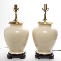 A Pair of Chinese Ceramic Table Lamps Height overall 27 inches. — MODERN