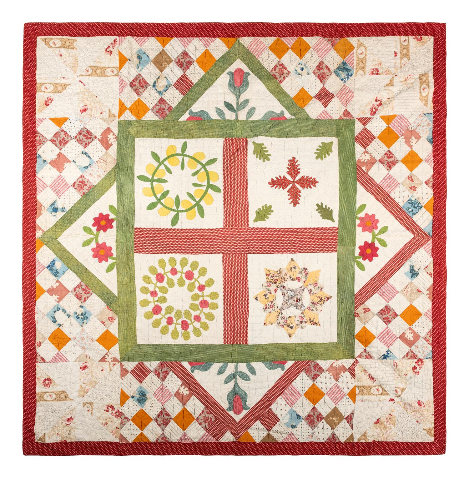 A Diamond Pattern 'Album' Cotton Quilt