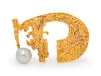 Bjorn Weckstrom, Brutalist, Cultured Pearl Brooch