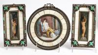 Three Framed Articles Diameter of circular example 7 1/8 inches. — LATE 19TH/EARLY 20TH CENTURY