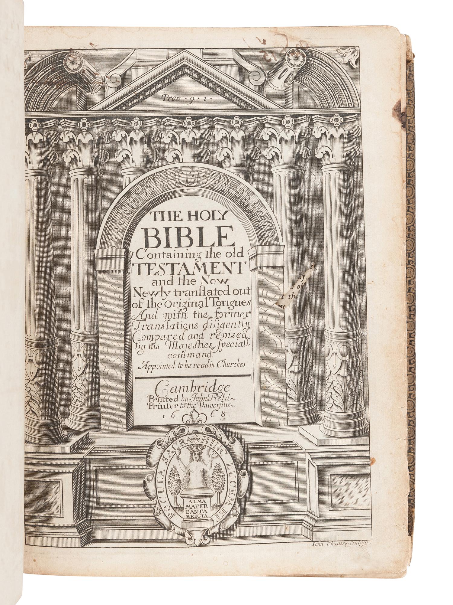 [BIBLE, in English]. The Holy Bible Containing the Old Testament and the New . -- Index Biblicus: or an Exact Concordance to the Holy Bible . -- The Whole Book of Psalms . Cambridge: John Field, 1668, 1666.