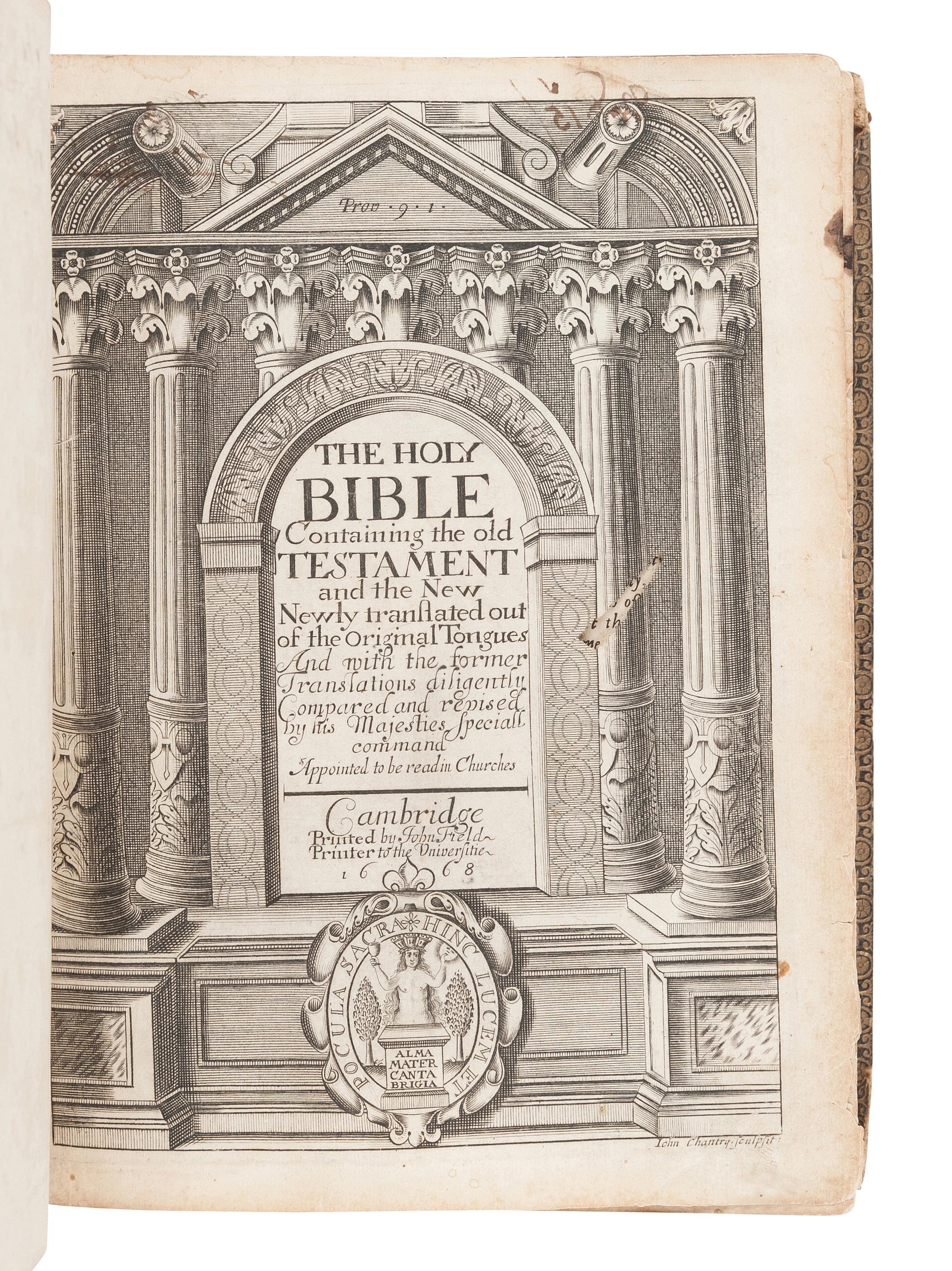 [BIBLE, in English]. The Holy Bible Containing the Old Testament and the New . -- Index Biblicus: or an Exact Concordance to the Holy Bible . -- The Whole Book of Psalms . Cambridge: John Field, 1668, 1666.
