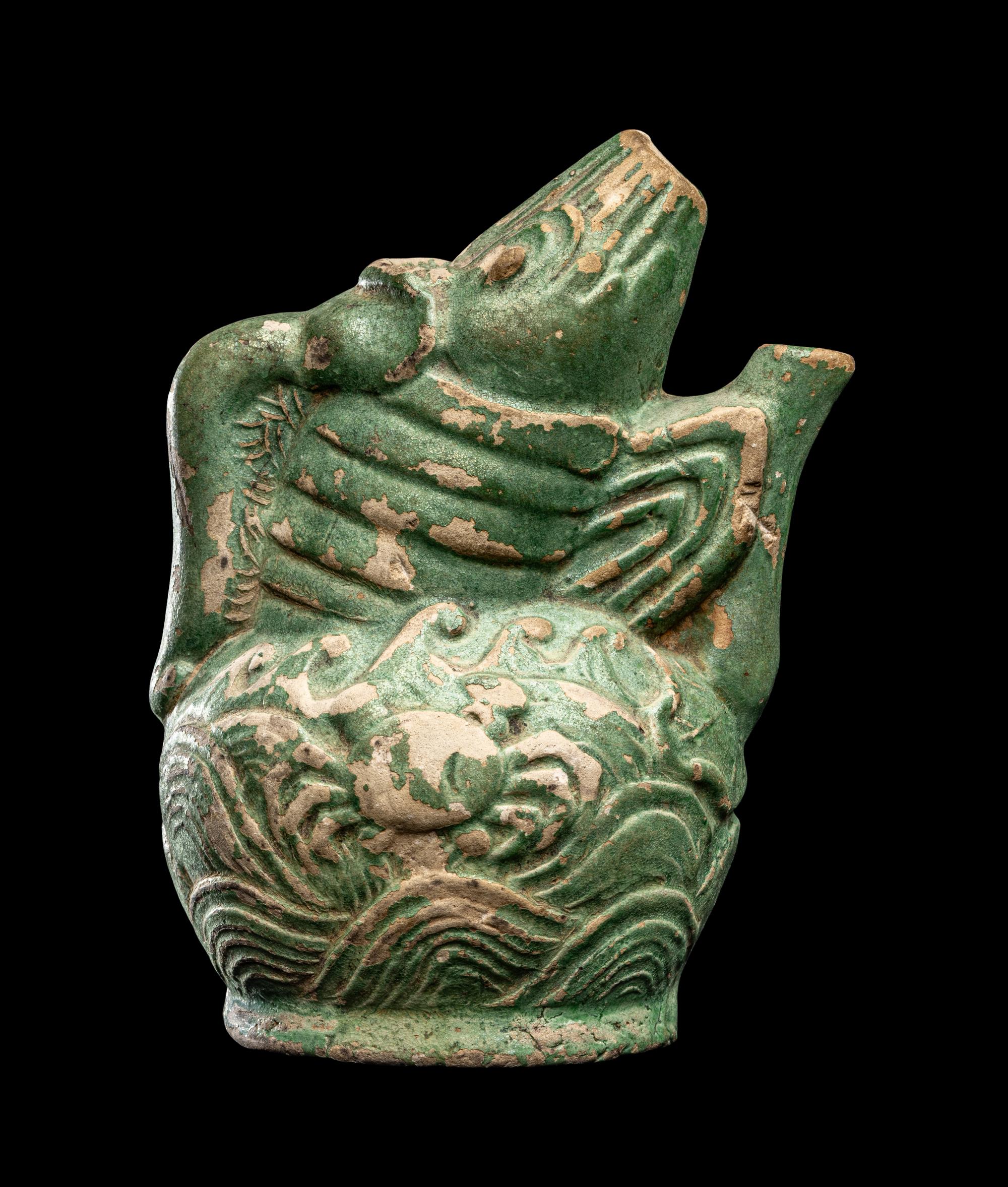 A Chinese Green Glazed Pottery Dragon-Carp-Form Water Dropper