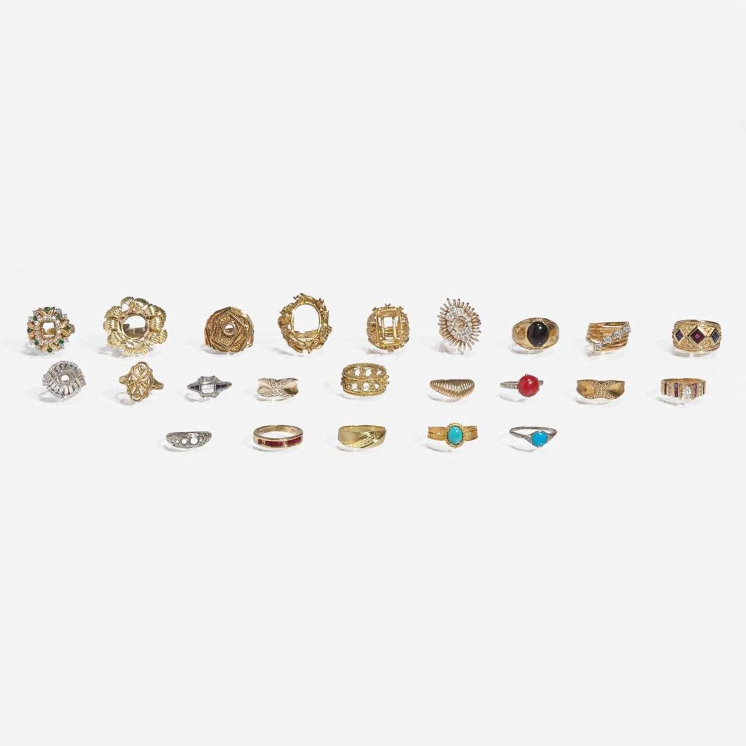 A Collection of 18K Gold and Gemstone Rings