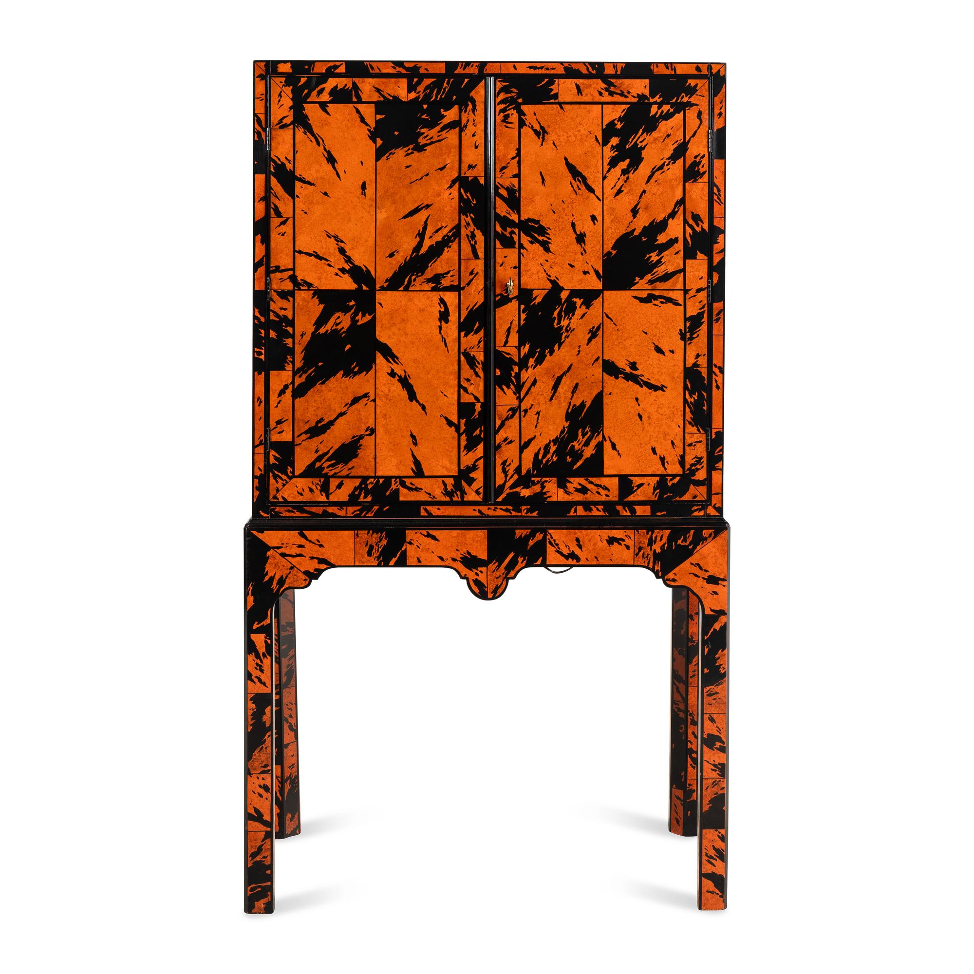 A Baker Faux Shell Cabinet on Stand