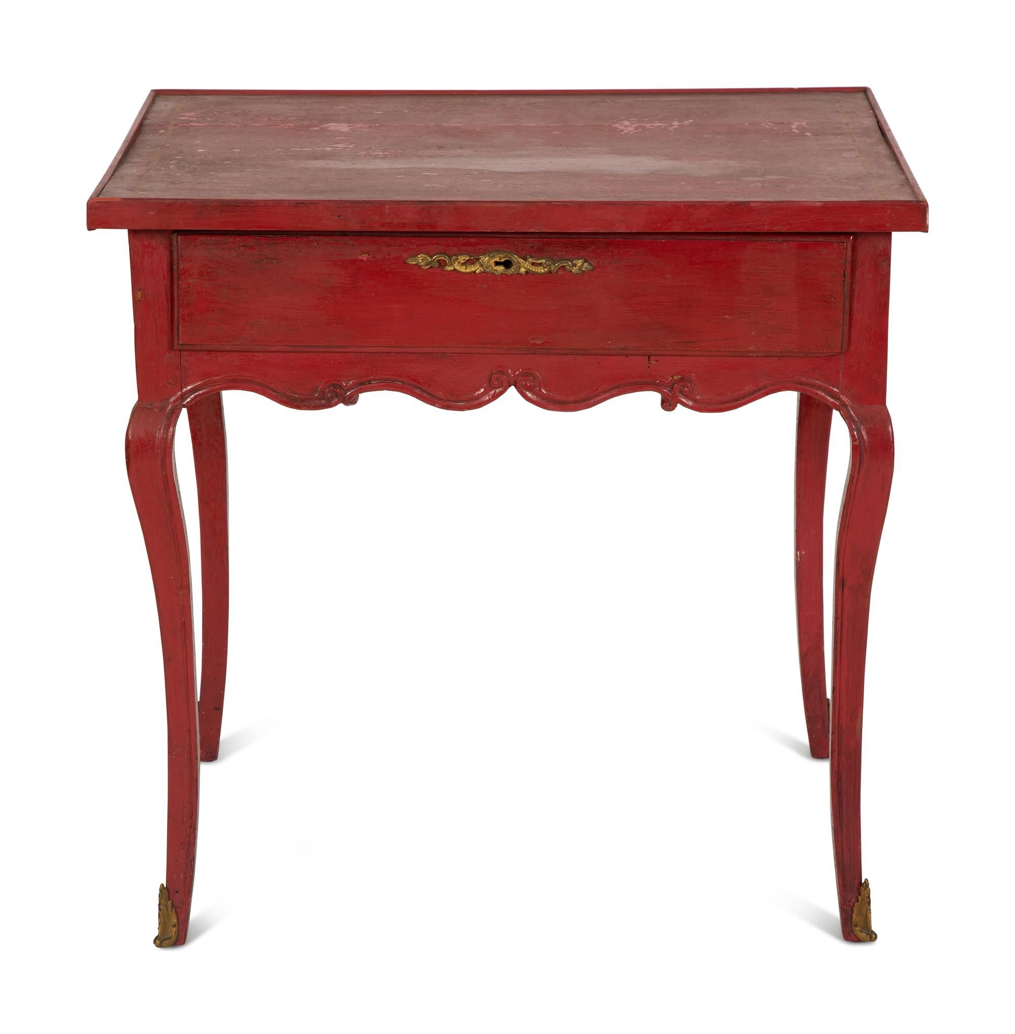 A Louis XV Provincial Style Red Painted Side Table