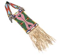 Plains Beaded Mirror Bag Length overall 24 x width 5 1/2 inches — Early 20th Century